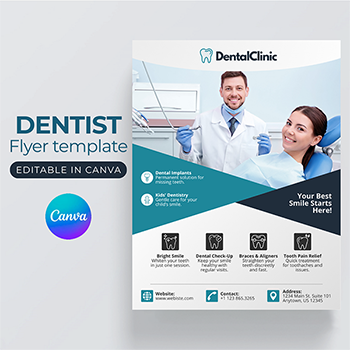 Modern Editable Dentist Flyer Template for Canva